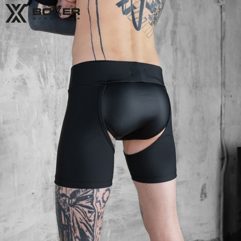 BOXER - Sexy Mini Chaps Leatherette - Black