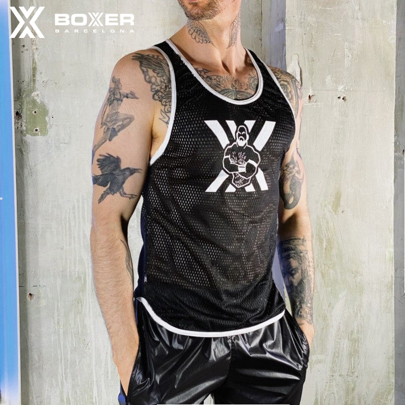 BOXER - AirCool Musclebear Vest Tank Top - Black/White