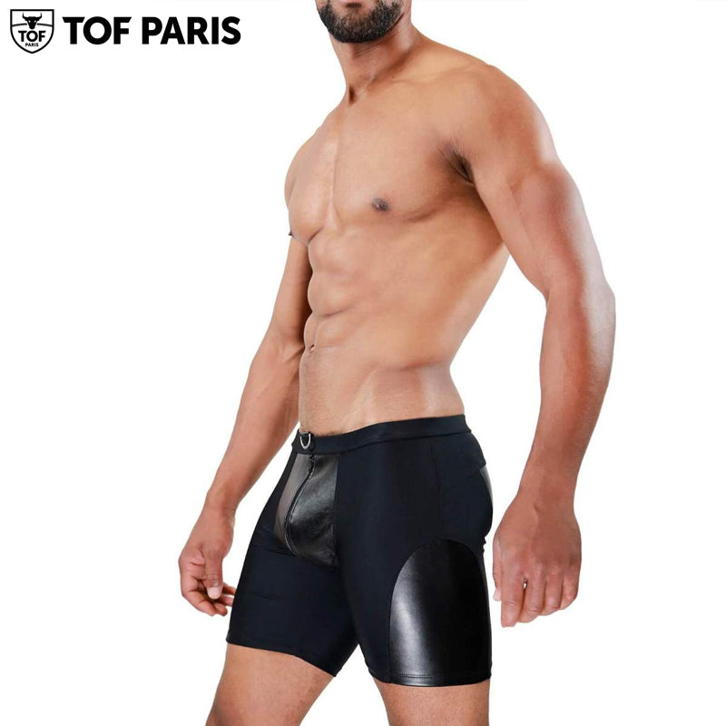 TOF Paris - Deri Full Zip Shorts - Black