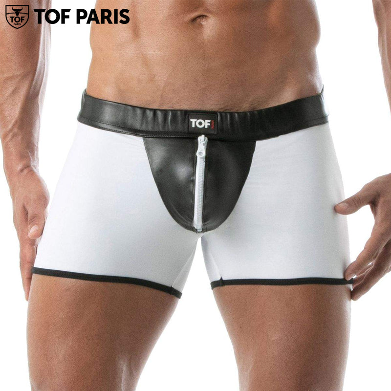 TOF Paris - Bad Boys Zipped Backless Shorts - White