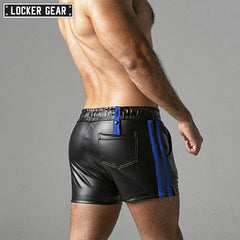 LOCKER GEAR - SAUCY RUDE Leatherette Shorts - Blue