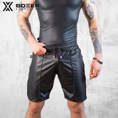 BOXER - Sexy X-Class Leatherette Shorts - Black