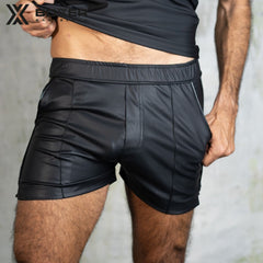 BOXER - Sexy T-Class Leatherette Shorts - Black