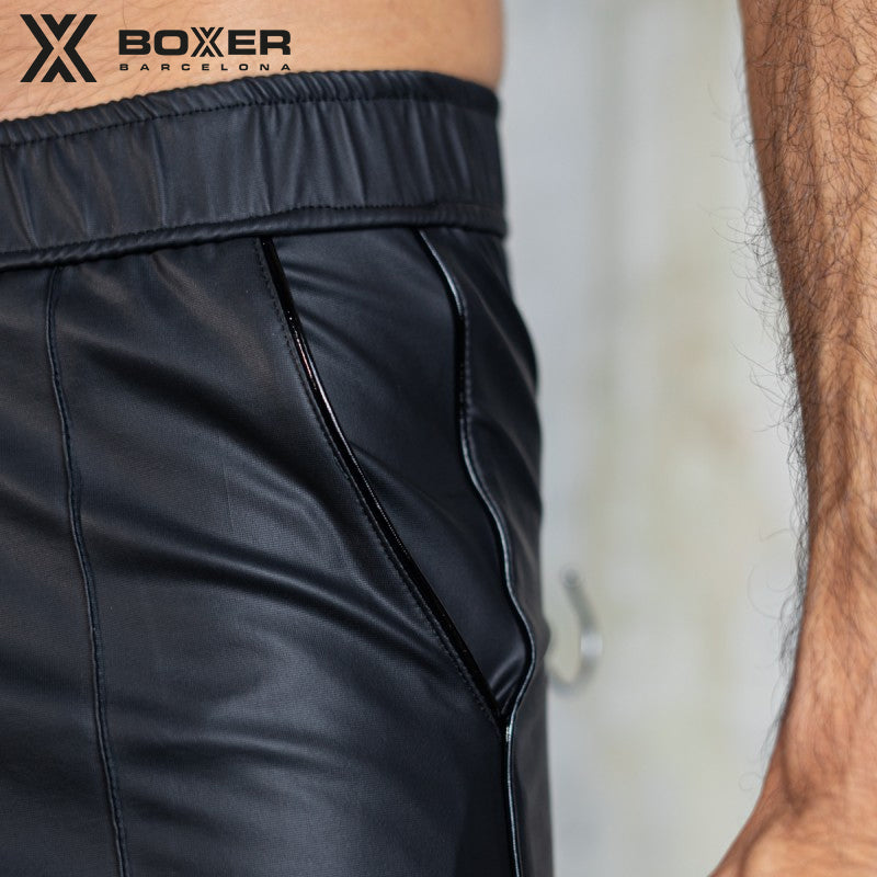 BOXER - Sexy T-Class Leatherette Shorts - Black