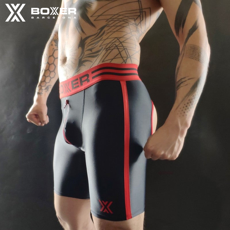 BOXER - BITCH Shorts Ass Open Front Zipper - Black/Red