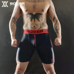 BOXER - BITCH Shorts Ass Open Front Zipper - Black/Red