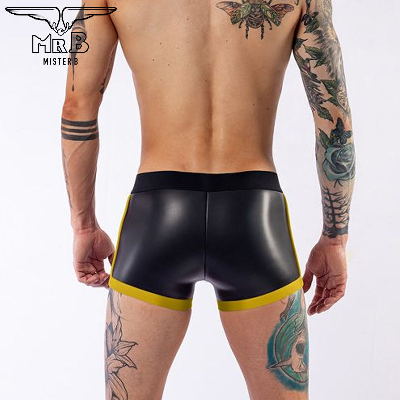 Mister B Neoprenshorts mit Pouch Schwarz-Gelb