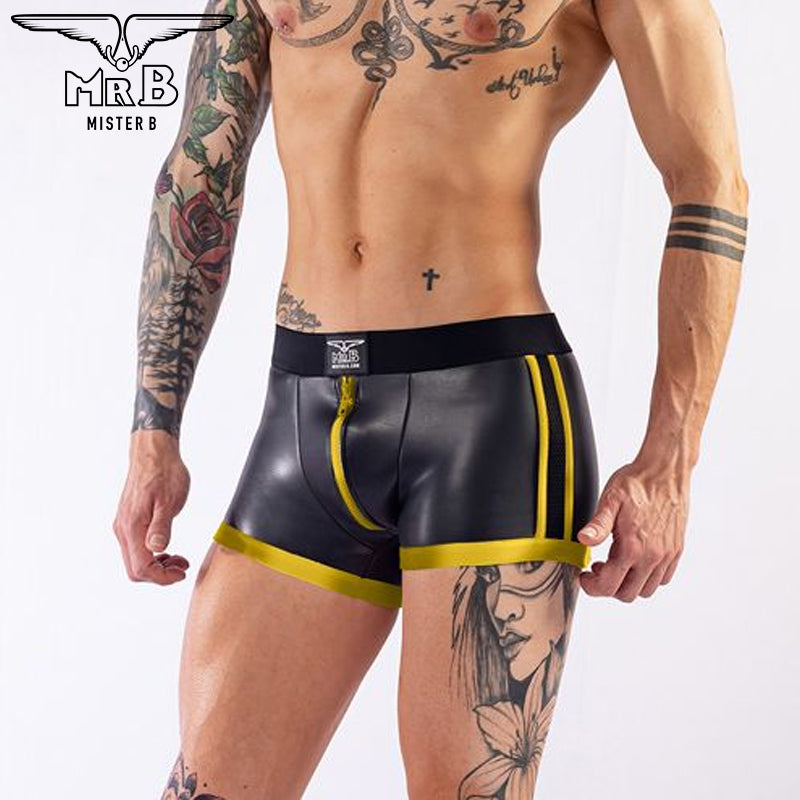 Mister B Neoprenshorts mit Pouch Schwarz-Gelb