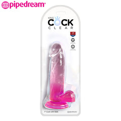 Pipedream - King Cock Clear 7 Inch Balls Pink (18 cm)