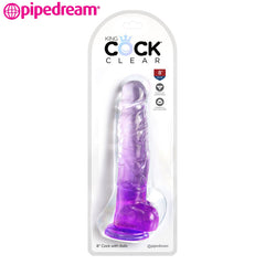 Pipedream - King Cock Clear 8 Inch Hoden Lila (20 cm)