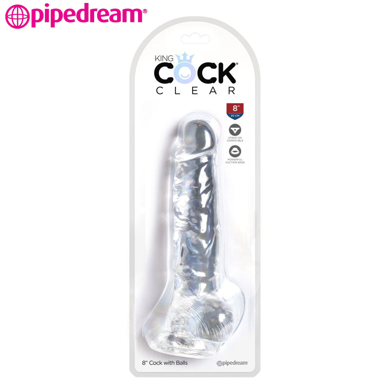 Pipedream - King Cock Clear 8 Inch Hoden Transparent (20 cm)