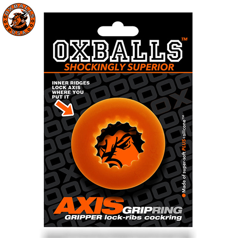 Oxballs AXIS Ribbed Griphold Cockring - Orange Ice