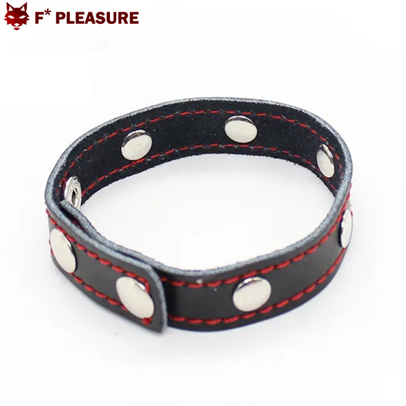 F* Pleasure - Anillo para el pene con múltiples broches de cuero y 3 botones