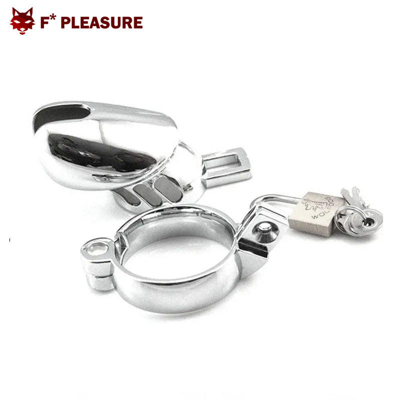 F* Pleasure - Metal Chastity Cage Chastity Cage - Silver (Ring 40mm)