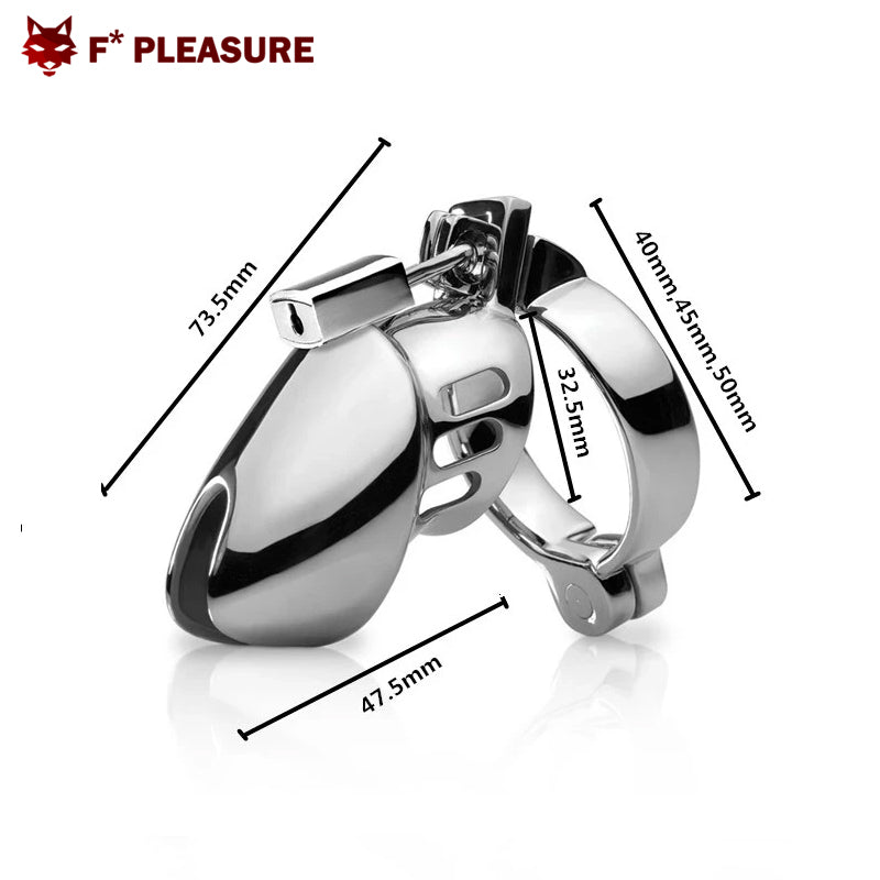 F* Pleasure - Metal Chastity Cage Chastity Cage - Silver (Ring 40mm)