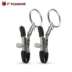 F* Pleasure stainless steel nipple clamps 2 pieces with rings