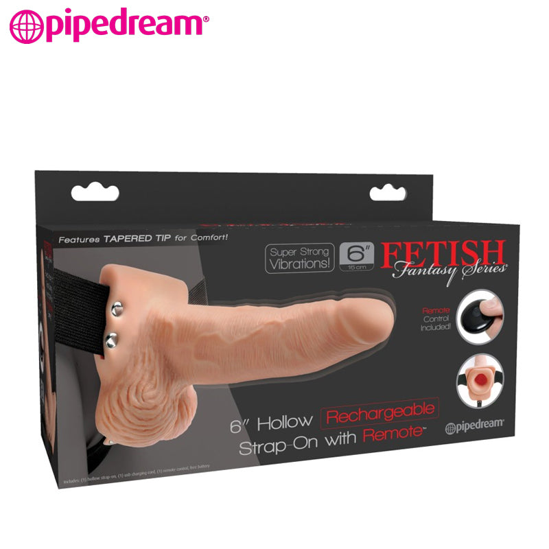 Pipedream - Strap On Vibrador Hueco con Control Remoto 6 Pulgadas (15 cm) - Piel