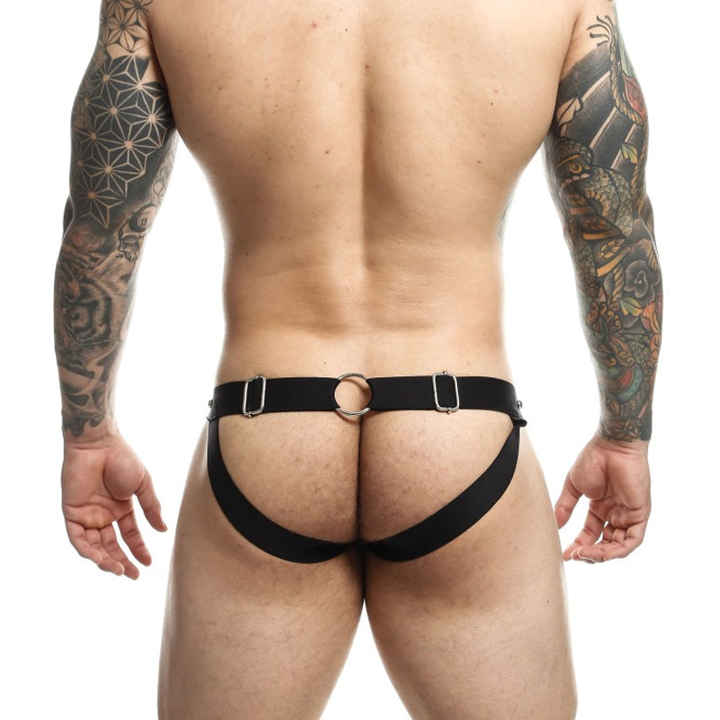 DNGEON Peakaboo Jock - Yellow Steel Faux Leather Jockstrap