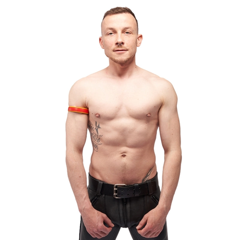 Mister B Leather Circuit Biceps Band - Red Yellow