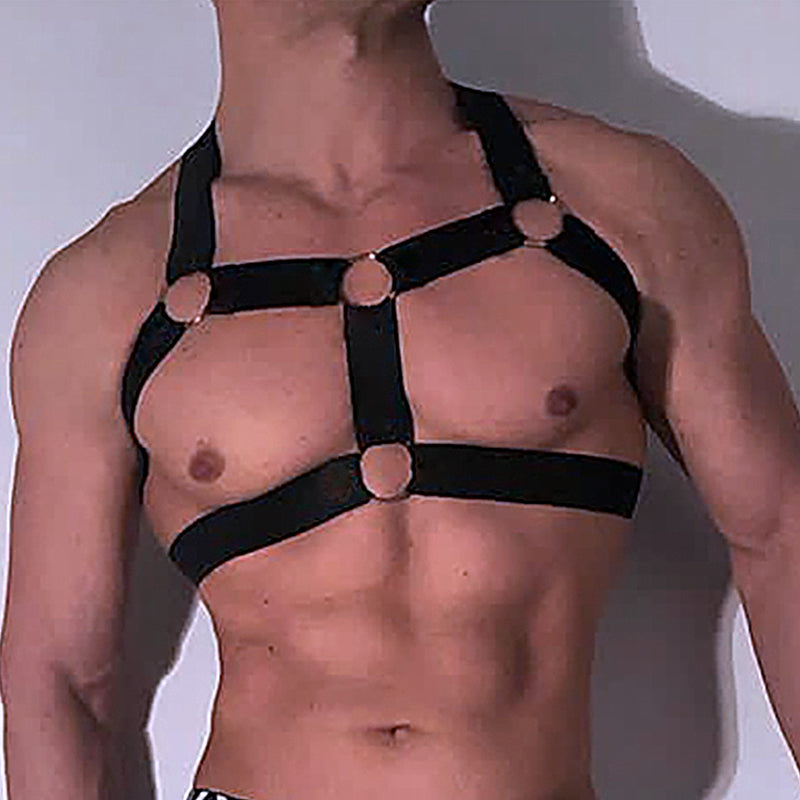 Club Harness T-Front Schwarz mit 4 Ringen