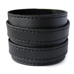 Schwarzes Lederarmband mit zwei Riemen