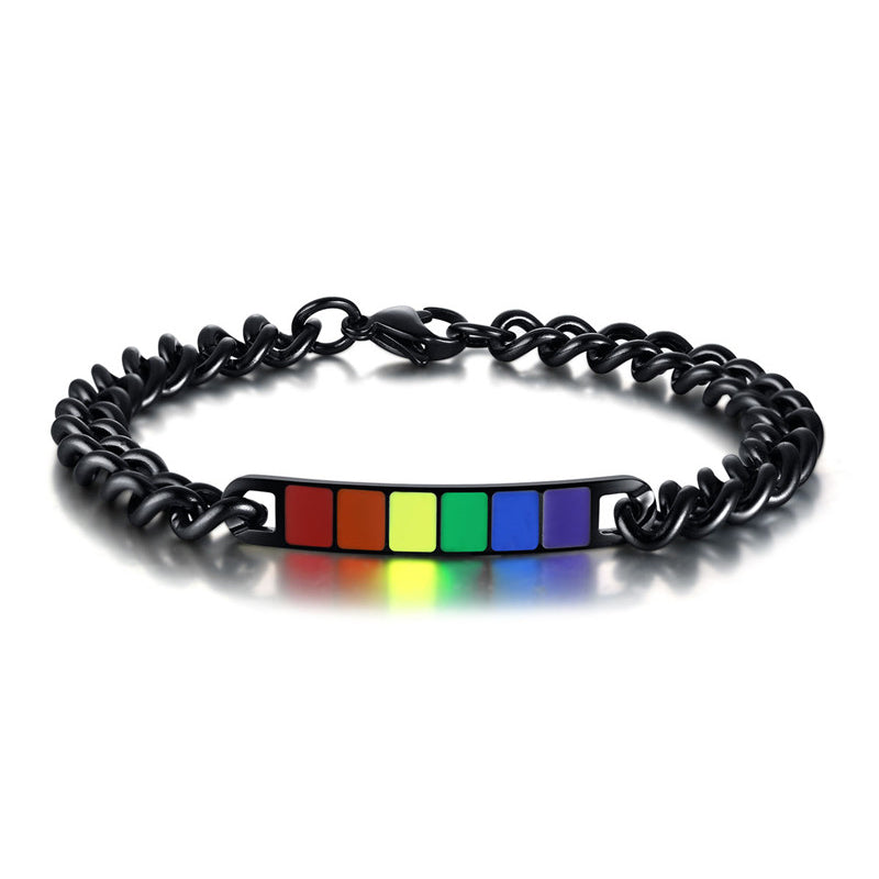 Pride Bracelet Black Stainless Steel Enamel Black