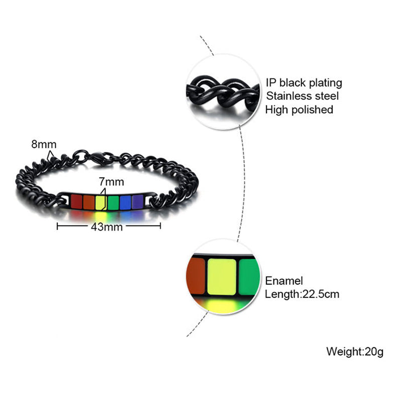 Pride Bracelet Black Stainless Steel Enamel Black