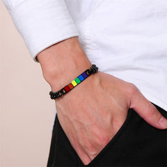 Pride Bracelet Black Stainless Steel Enamel Black