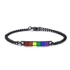 Pulsera Pride Negro Acero Inoxidable Esmalte Fino Negro