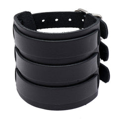 Schwarzes 3-Riemen breites Lederarmband