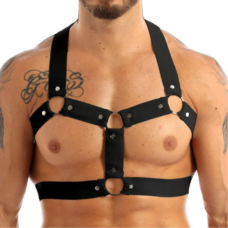 Party Club Harness Black with 5 Metal Rings