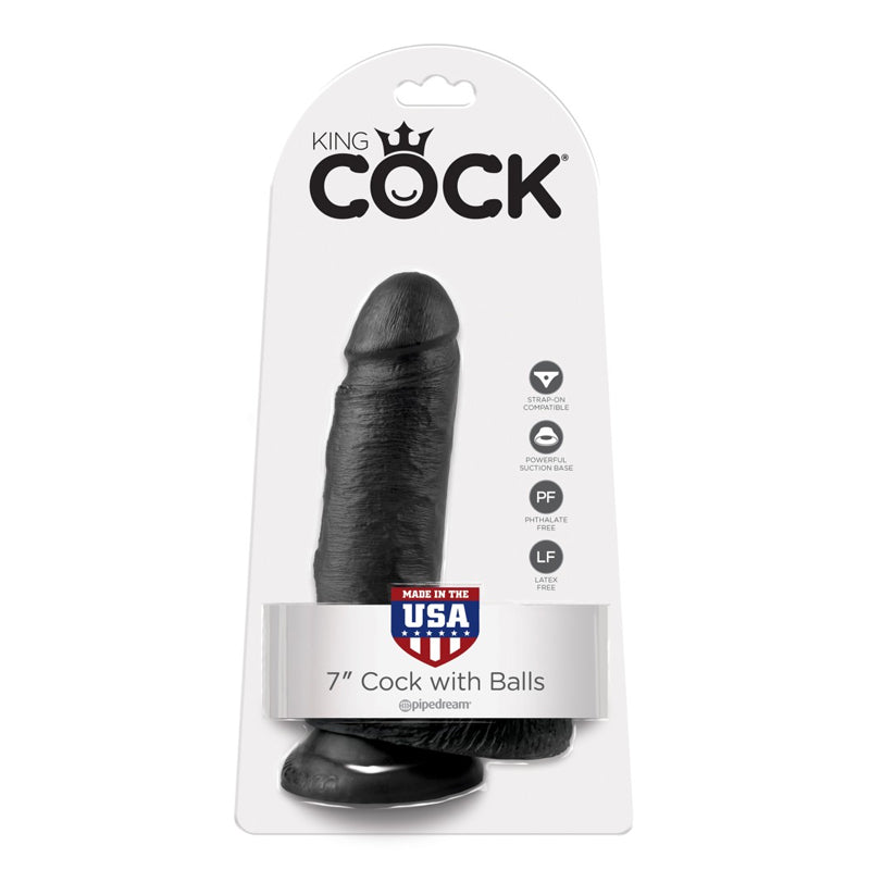 Pipedream King Cock 7" Polla con Bolas Negro (18 cm)