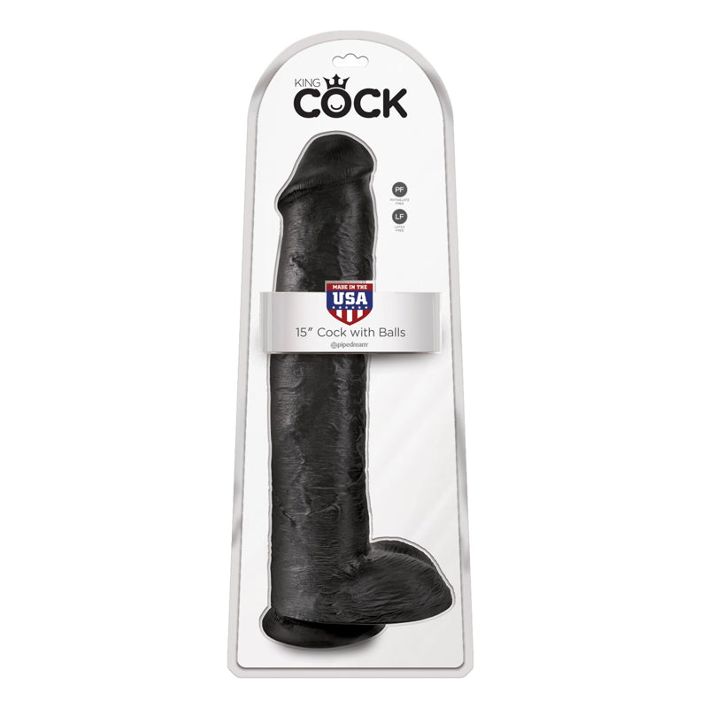 Pipedream King Cock 15" Cock with Balls Black (38 cm)