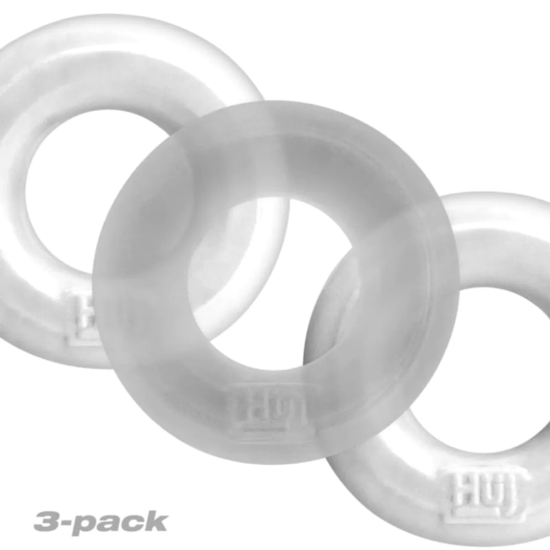 Hünkyjunk HUJ3 Cockring 3er-Pack - Weißes Eis+Klar