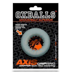 Oxballs AXIS gerippter Griphold Penisring - Klares Eis