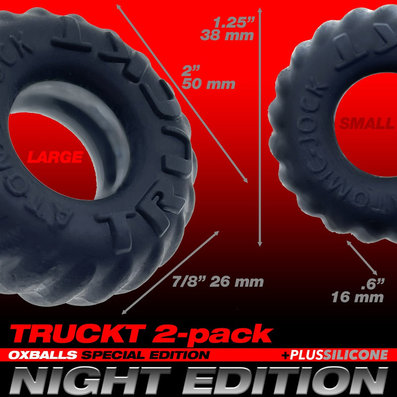 Oxballs TRUCKT Paquete de 2 anillos para el pene - Negro