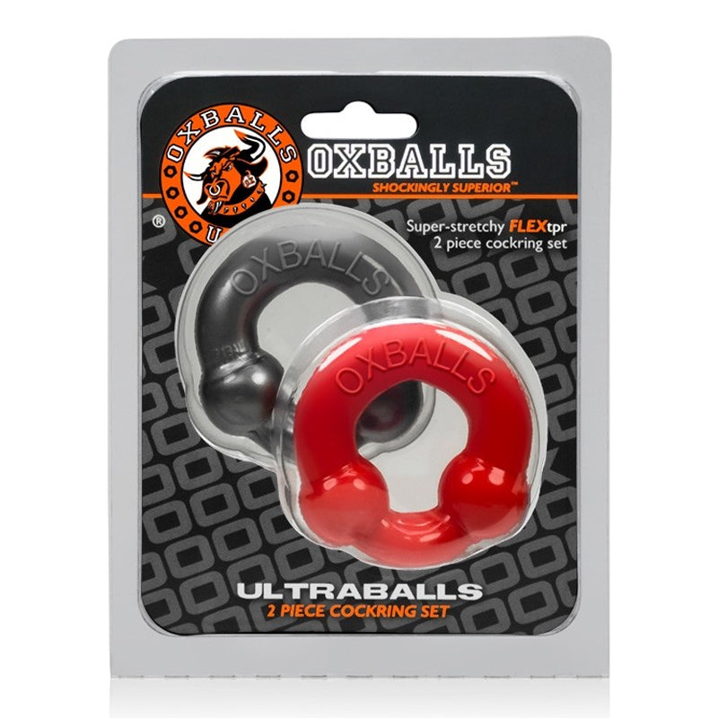 Oxballs Ultraballs Penisring 2er-Pack Stahl + Rot